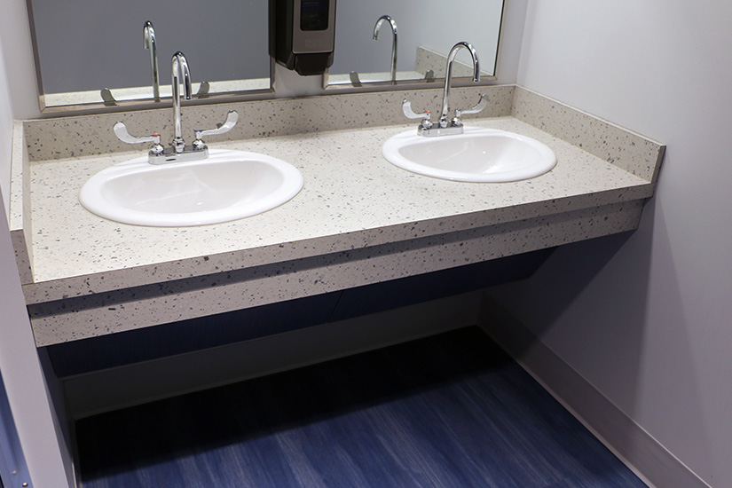 Robert Morris University Back bathroom counters with Formica® Brand High Pressure Laminate