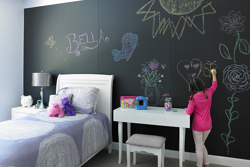 Bed and desk in childs room 3037 Black ChalkAble Writable Surfaces